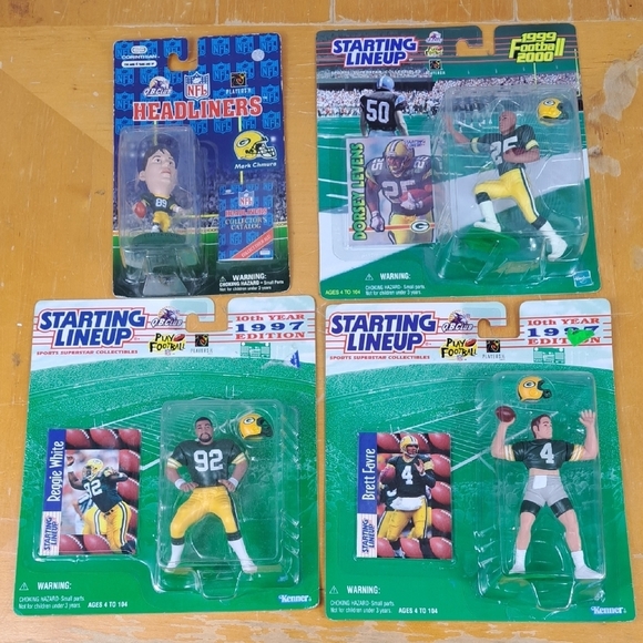 Vintage Lot of 4 Green Bay Packers NFL figures Farve White Levens & Chmura - Picture 1 of 13